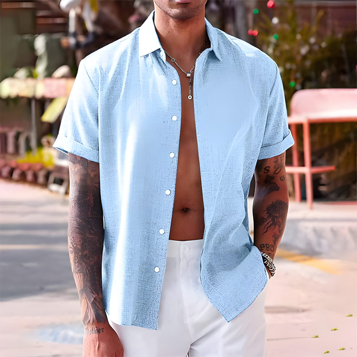 Dominik | Stilvolles bequemes Herren Kurzarmhemd