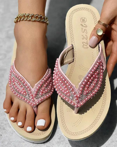 Bubbles - Komfort-Sandalen mit Perlen für Damen in Übergröße