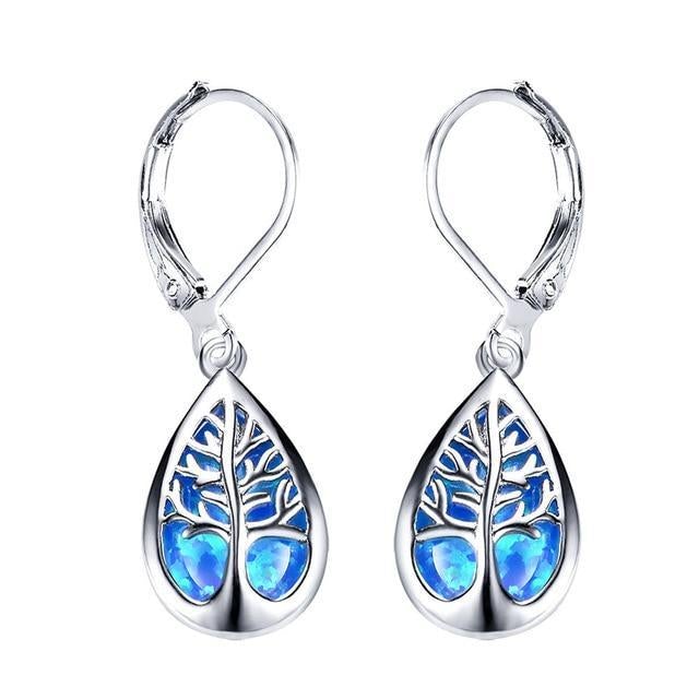 Silber-Ohrringe „Lebensbaum“ mit Opal