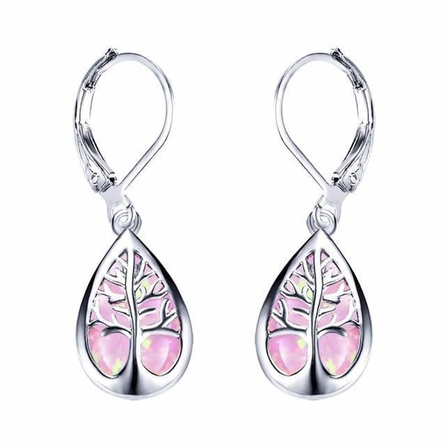 Silber-Ohrringe „Lebensbaum“ mit Opal