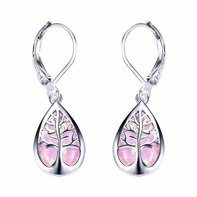 Silber-Ohrringe „Lebensbaum“ mit Opal