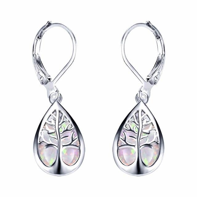 Silber-Ohrringe „Lebensbaum“ mit Opal