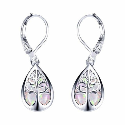 Silber-Ohrringe „Lebensbaum“ mit Opal