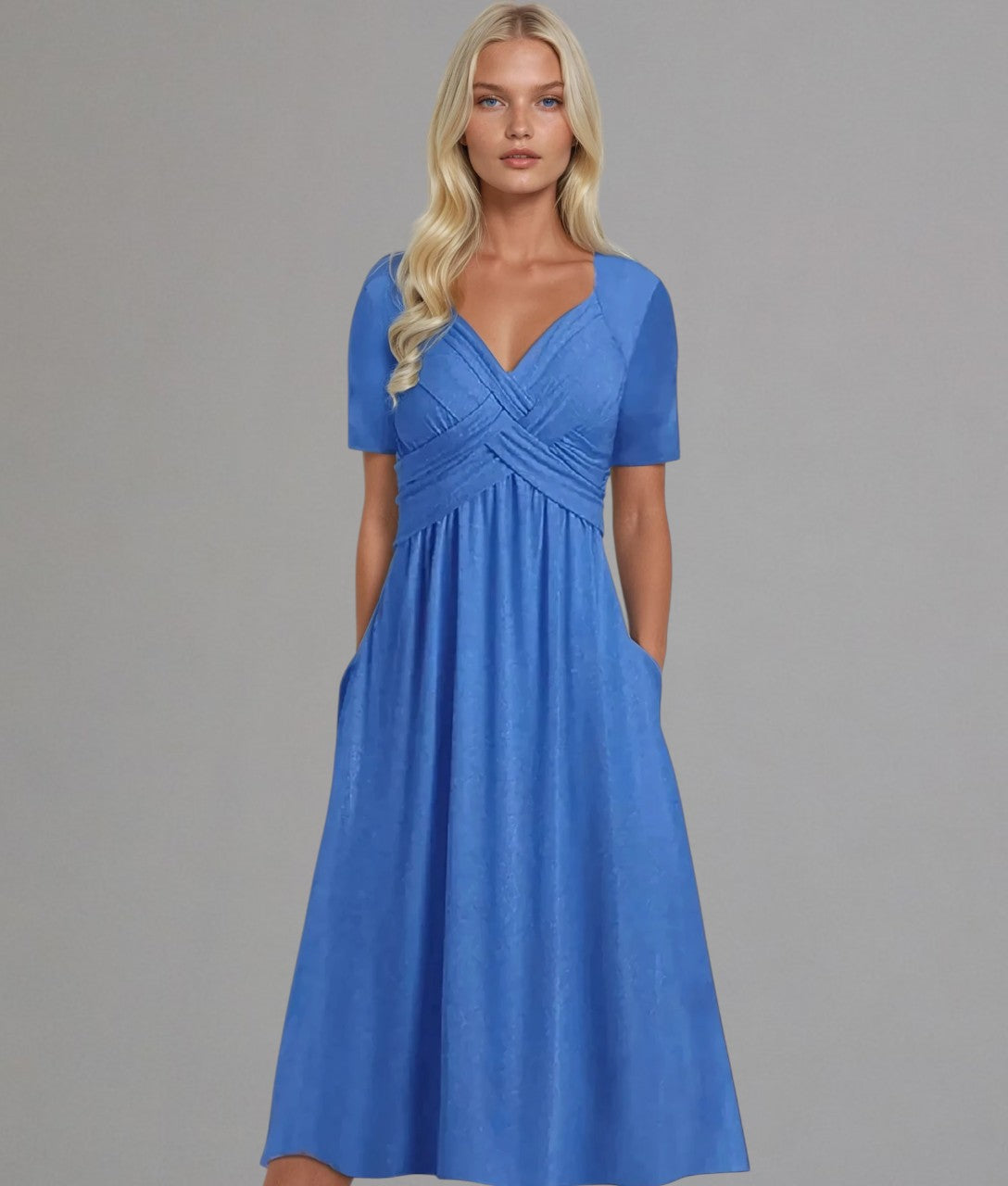 Midikleid mit Faltenoptik | Kurzarm | Femininer Schnitt