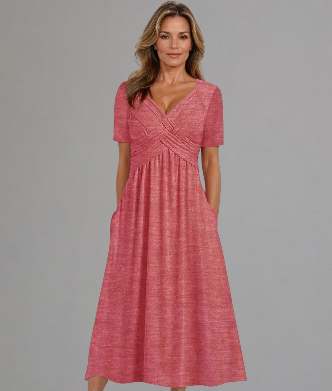 Midikleid mit Faltenoptik | Kurzarm | Femininer Schnitt