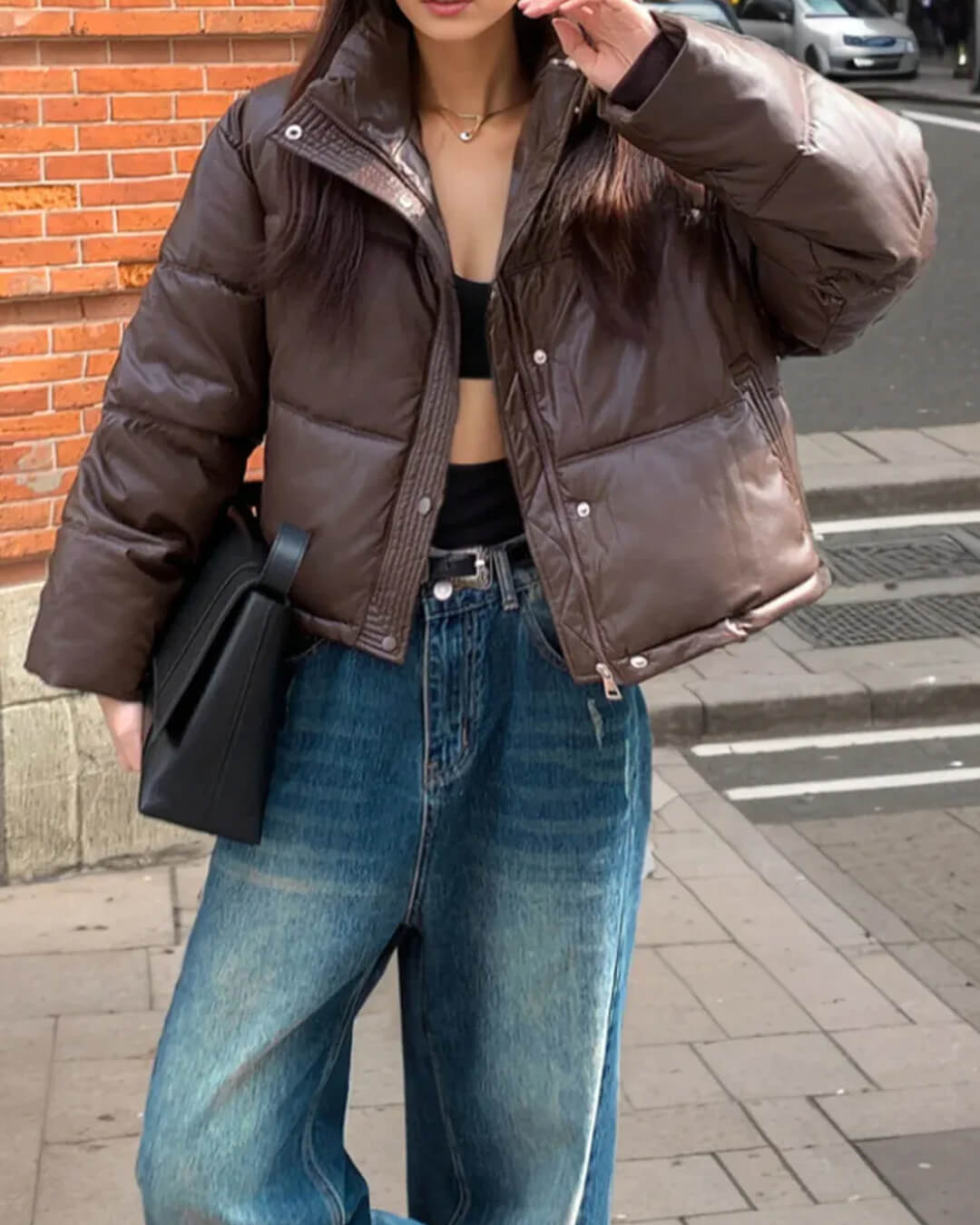 Elva | Damen Steppjacke Kurz Loose Fit Mit Stehkragen