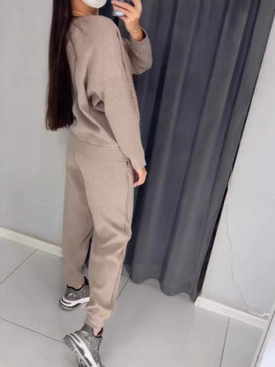 Set 2 Teile Strass Sweatshirt und Casual Hose für Damen
