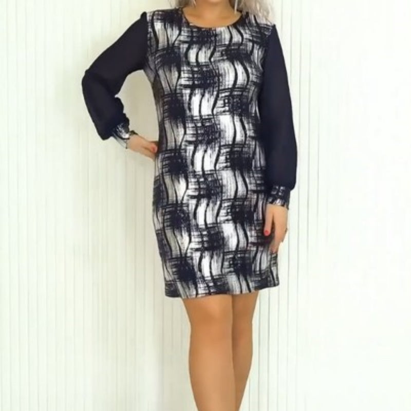 Minikleid mit Muster | Transparente Ärmel | Schick & Modern