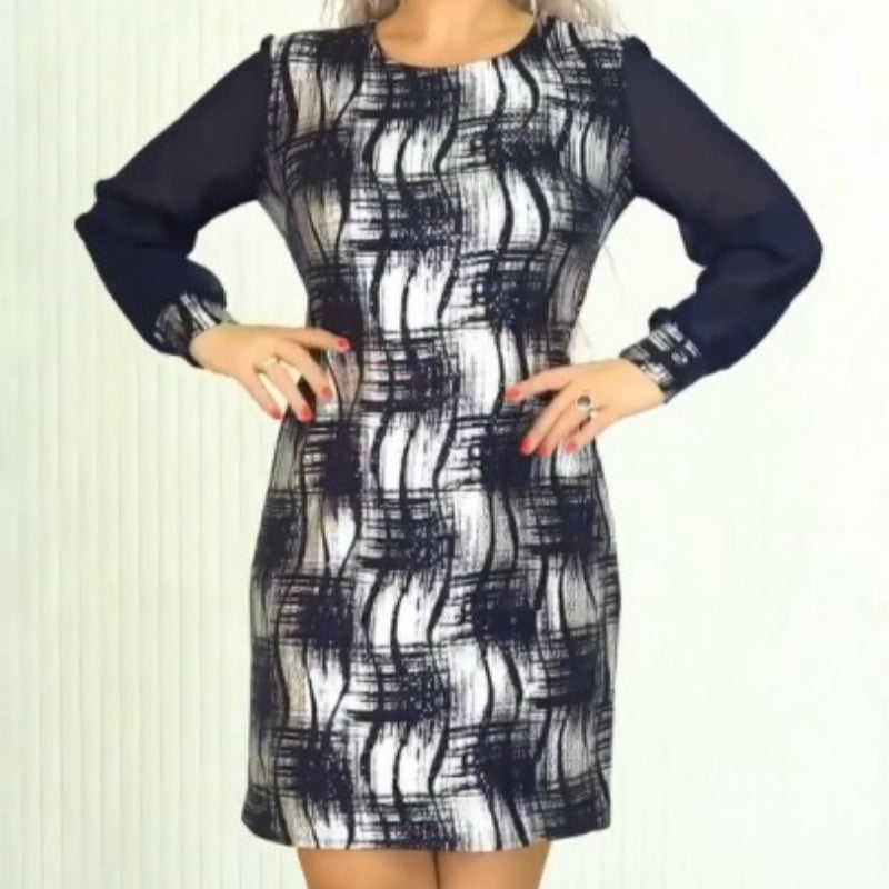 Minikleid mit Muster | Transparente Ärmel | Schick & Modern