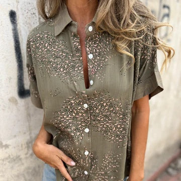 Bluse mit Cut-Out-Muster | Kurzarm | Lockerer Schnitt