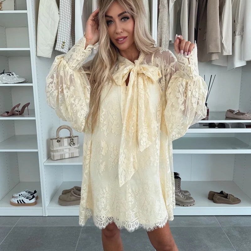 DILIANE I LANGÄRMELIGES SPITZENKLEID