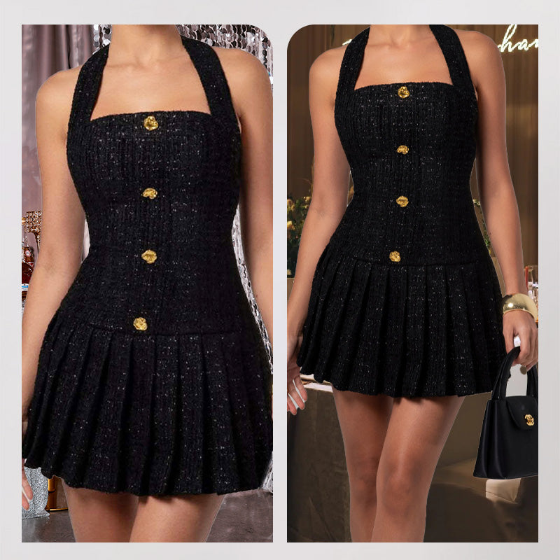 Tweedessa™ – Damen Elegantes Tweed-Halterkleid