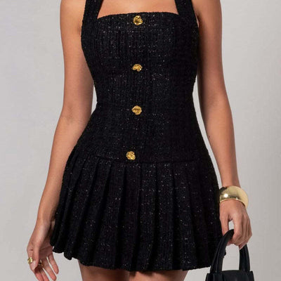 Tweedessa™ – Damen Elegantes Tweed-Halterkleid