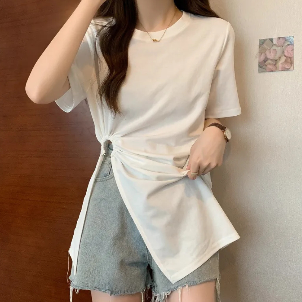 Ceina - Stilvolles asymmetrisches Damenhemd, einzigartiger Stil