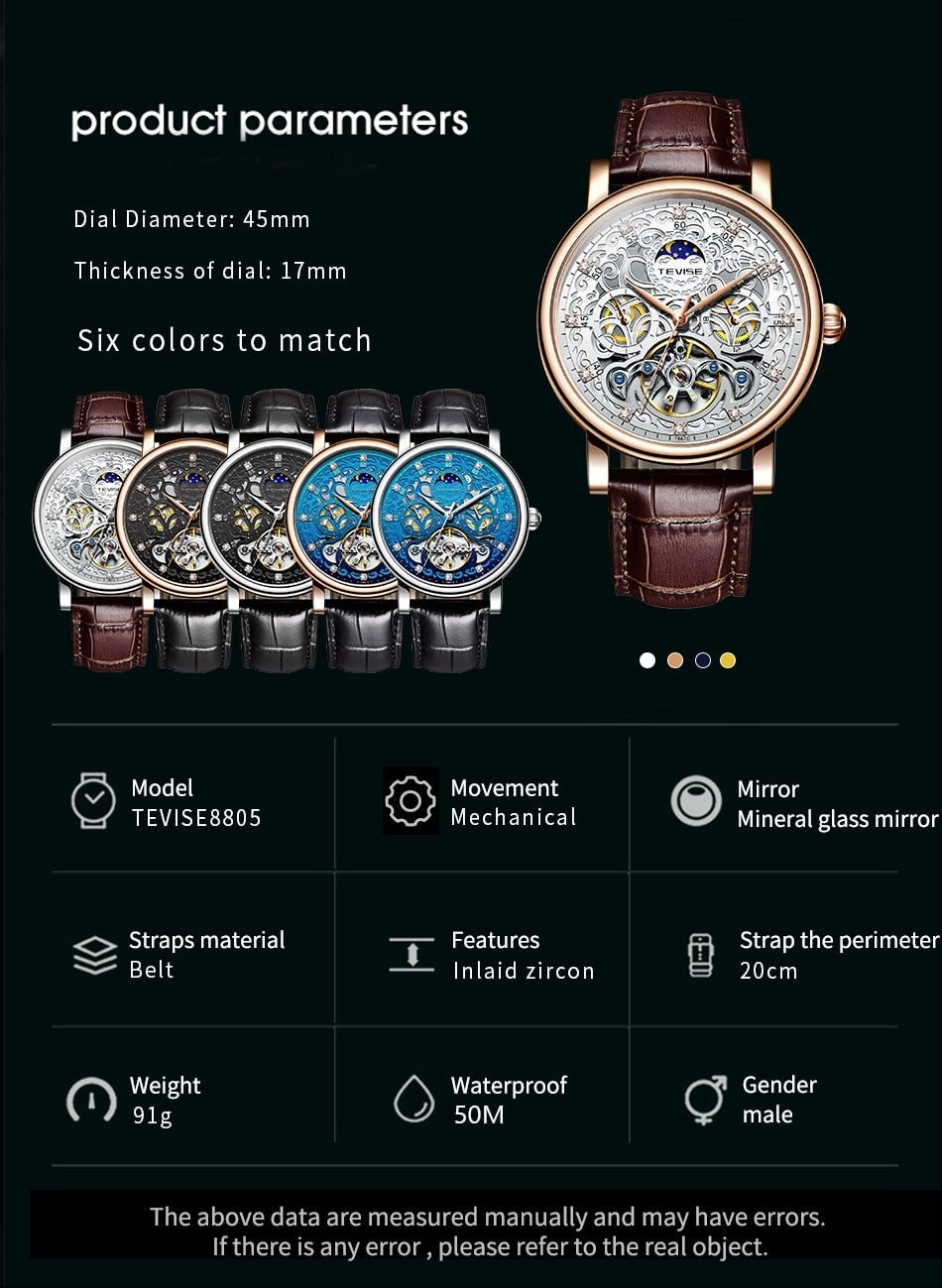 Business Automatic Uhr mit Lederarmband