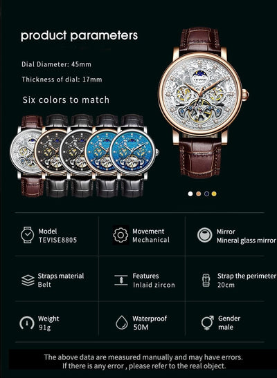 Business Automatic Uhr mit Lederarmband