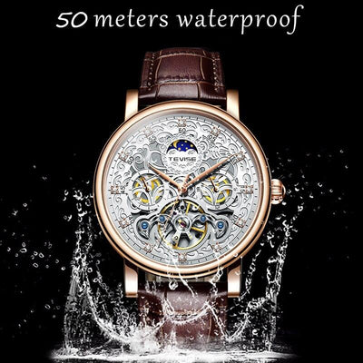 Business Automatic Uhr mit Lederarmband