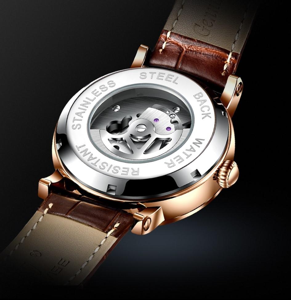 Business Automatic Uhr mit Lederarmband