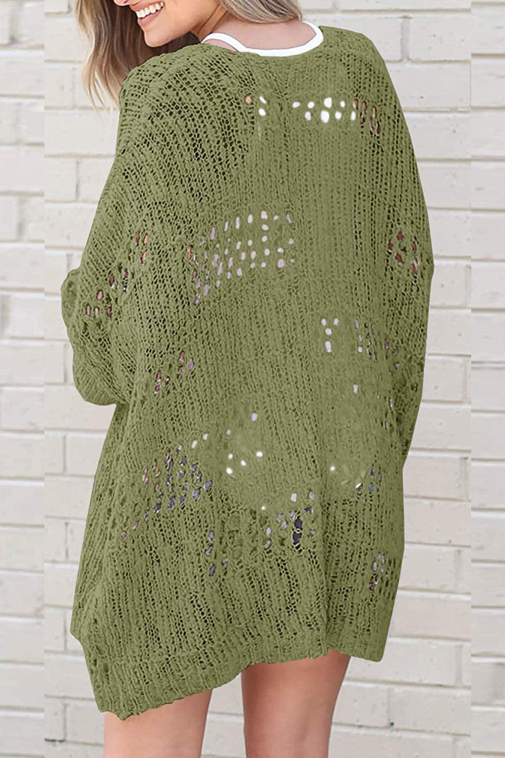 Strickjacke mit Lochmuster | Oversize-Stil | Offene Front