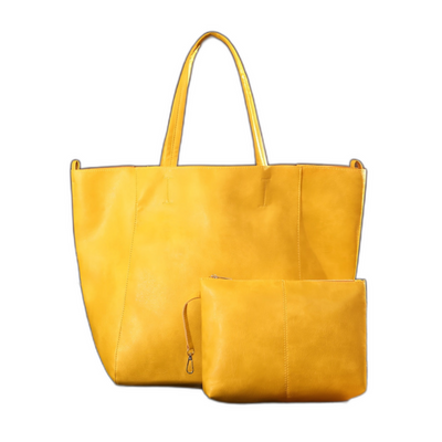 Shopper-Tasche mit Kosmetiktasche | Kunstleder | Minimalistisches Design