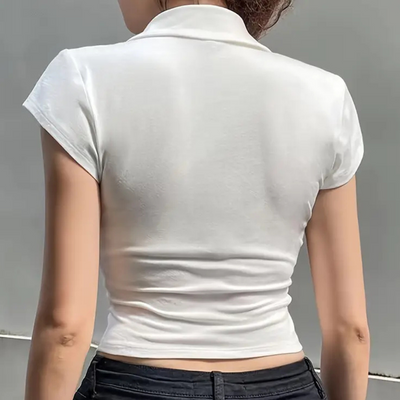 Annika - Schlichte weiße Damenbluse, Basic für die Garderobe