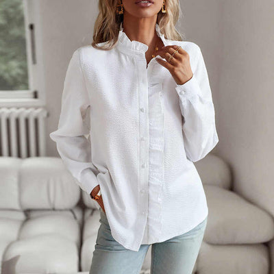 Selene - Fließende Bluse mit Rüschen und langen Ärmeln