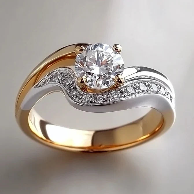 Vintage Wavy Fade Gold & Silber hellen Ring